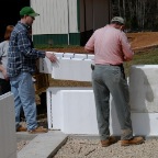 Chris helping with the greenhouse wall